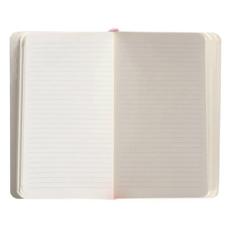 CUADERNO CON GOMILLA ANTARTIK NOTES TAPA BLANDA A6 RAYAS ROSA PASTEL 100 HOJAS 80 GR FSC