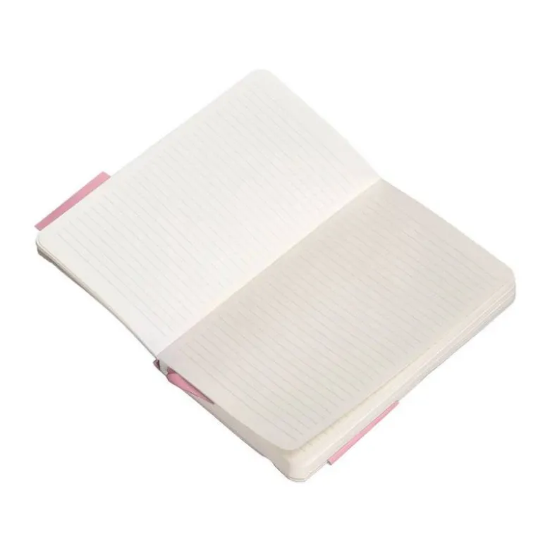 CUADERNO CON GOMILLA ANTARTIK NOTES TAPA BLANDA A6 RAYAS ROSA PASTEL 100 HOJAS 80 GR FSC