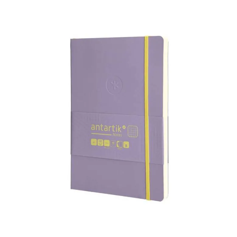 CUADERNO CON GOMILLA ANTARTIK NOTES TAPA BLANDA A5 HOJAS CUADRICULA MORADO Y AMARILLO 80 HOJAS 80 GR FSC