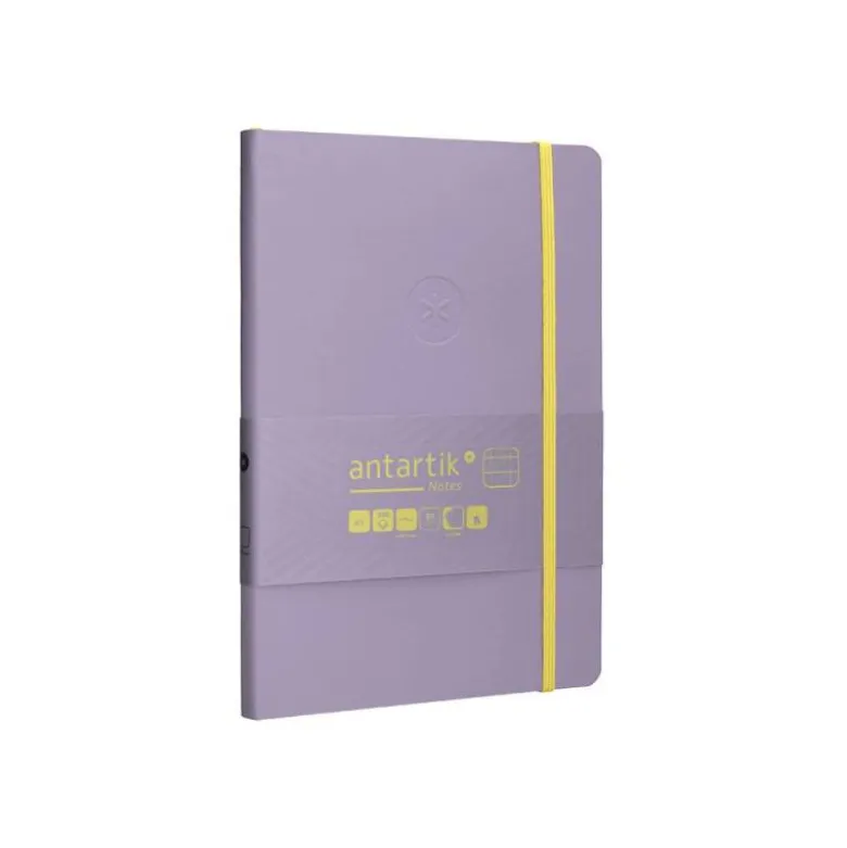 CUADERNO CON GOMILLA ANTARTIK NOTES TAPA BLANDA A5 HOJAS CUADRICULA MORADO Y AMARILLO 80 HOJAS 80 GR FSC