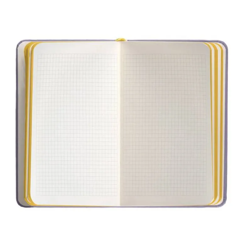 CUADERNO CON GOMILLA ANTARTIK NOTES TAPA DURA A6 HOJAS CUADRICULA MORADO Y AMARILLO 100 HOJAS 80 GR FSC