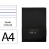 CUADERNO CON GOMILLA ANTARTIK NOTES TAPA DURA A4 HOJAS RAYAS NEGRO 100 HOJAS 80 GR FSC