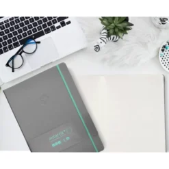 CUADERNO CON GOMILLA ANTARTIK NOTES TAPA DURA A4 HOJAS PUNTOS GRIS Y TURQUESA 100 HOJAS 80 GR FSC