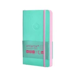 CUADERNO CON GOMILLA ANTARTIK NOTES TAPA BLANDA A6 CUADRICULA ROSA Y TURQUESA 100 HOJAS 80 GR FSC