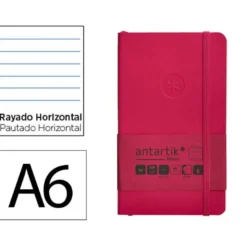 CUADERNO CON GOMILLA ANTARTIK NOTES TAPA BLANDA A6 RAYAS BURDEOS 100 HOJAS 80 GR FSC