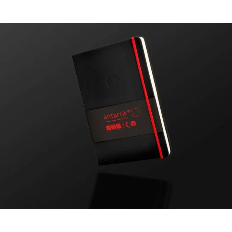CUADERNO CON GOMILLA ANTARTIK NOTES TAPA DURA A5 HOJAS PUNTOS NEGRO Y ROJO 100 HOJAS 80 GR FSC