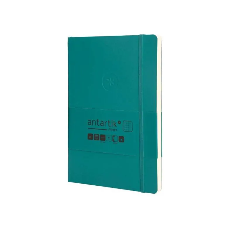 CUADERNO CON GOMILLA ANTARTIK NOTES TAPA BLANDA A5 HOJAS CUADRICULA VERDE AGUAMARINA 80 HOJAS 80 GR FSC