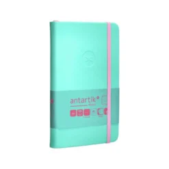 CUADERNO CON GOMILLA ANTARTIK NOTES TAPA DURA A6 HOJAS RAYAS ROSA Y TURQUESA 100 HOJAS 80 GR FSC