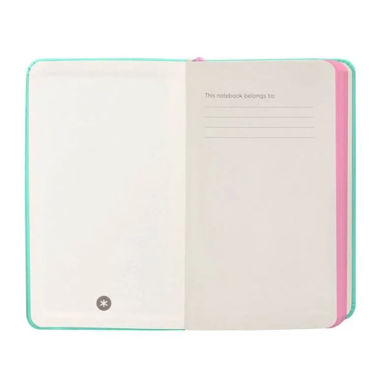 CUADERNO CON GOMILLA ANTARTIK NOTES TAPA DURA A6 HOJAS RAYAS ROSA Y TURQUESA 100 HOJAS 80 GR FSC