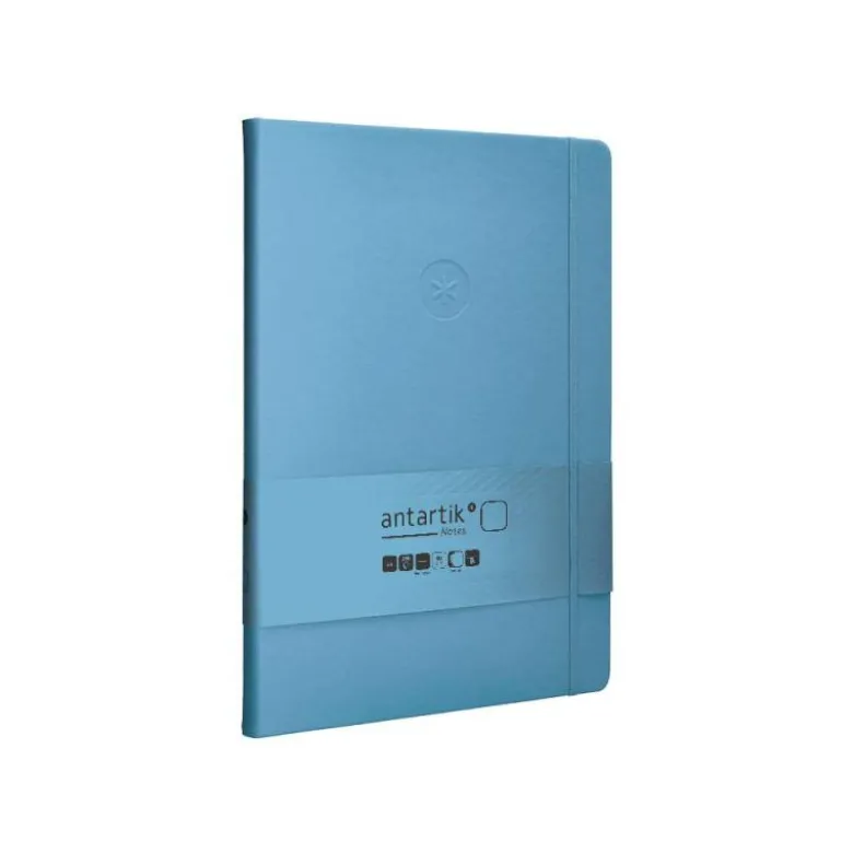 CUADERNO CON GOMILLA ANTARTIK NOTES TAPA DURA A4 HOJAS LISAS AZUL CLARO 100 HOJAS 80 GR FSC