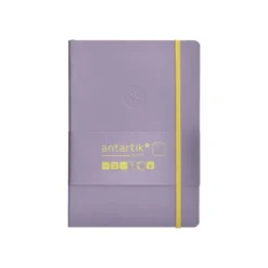CUADERNO CON GOMILLA ANTARTIK NOTES TAPA BLANDA A5 HOJAS PUNTOS MORADO Y AMARILLO 80 HOJAS 80 GR FSC