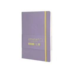 CUADERNO CON GOMILLA ANTARTIK NOTES TAPA BLANDA A5 HOJAS PUNTOS MORADO Y AMARILLO 80 HOJAS 80 GR FSC
