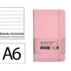 CUADERNO CON GOMILLA ANTARTIK NOTES TAPA DURA A6 HOJAS RAYAS ROSA PASTEL 100 HOJAS 80 GR FSC