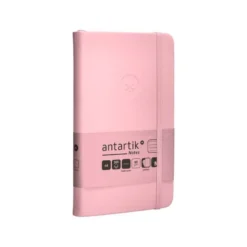 CUADERNO CON GOMILLA ANTARTIK NOTES TAPA DURA A6 HOJAS RAYAS ROSA PASTEL 100 HOJAS 80 GR FSC