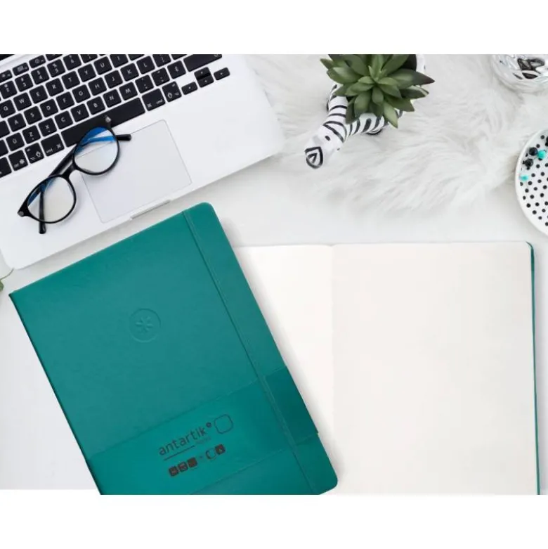 CUADERNO CON GOMILLA ANTARTIK NOTES TAPA DURA A4 HOJAS LISAS VERDE AGUAMARINA 100 HOJAS 80 GR FSC