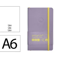CUADERNO CON GOMILLA ANTARTIK NOTES TAPA BLANDA A6 HOJAS LISAS MORADO Y AMARILLO 100 HOJAS 80 GR FSC