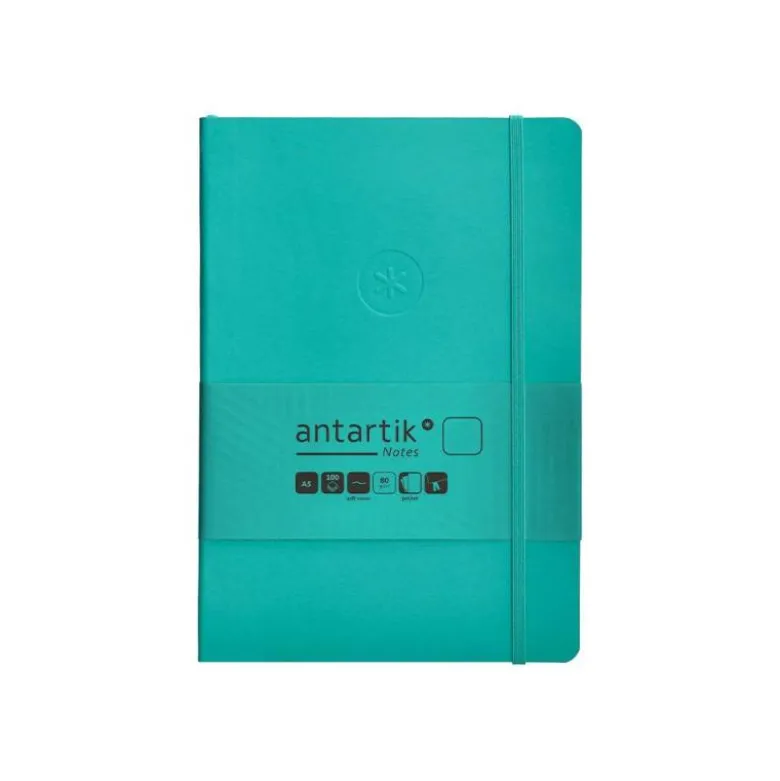 CUADERNO CON GOMILLA ANTARTIK NOTES TAPA BLANDA A5 HOJAS LISAS TURQUESA 80 HOJAS 80 GR FSC
