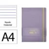 CUADERNO CON GOMILLA ANTARTIK NOTES TAPA DURA A4 HOJAS RAYAS MORADO Y AMARILLO 100 HOJAS 80 GR FSC