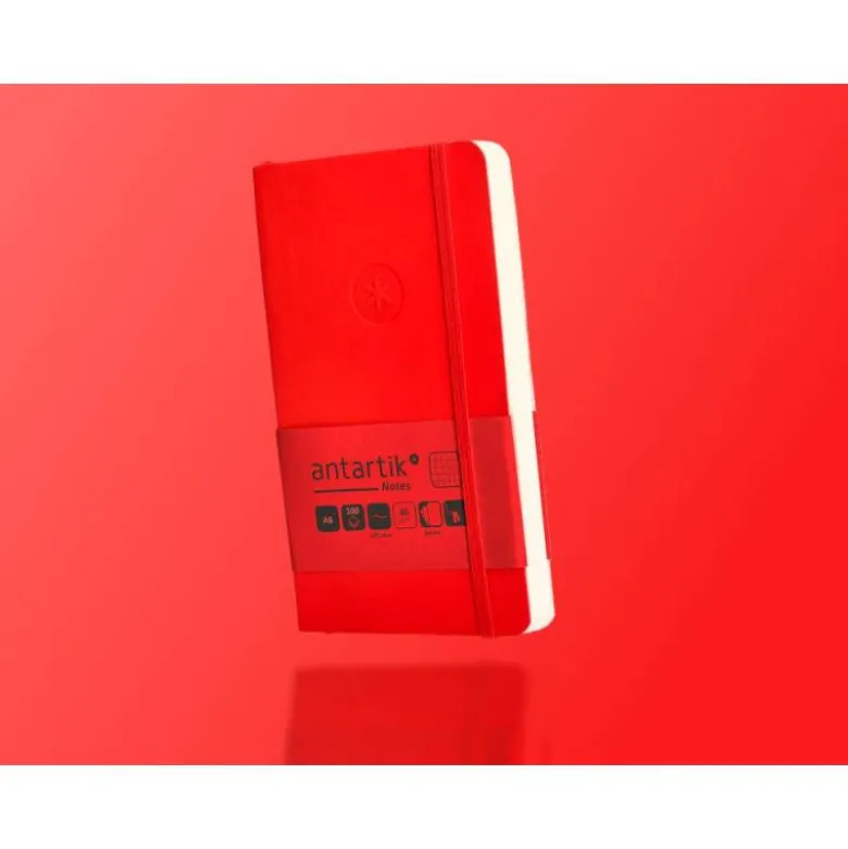CUADERNO CON GOMILLA ANTARTIK NOTES TAPA BLANDA A6 CUADRICULA ROJO 100 HOJAS 80 GR FSC