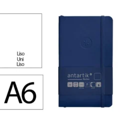 CUADERNO CON GOMILLA ANTARTIK NOTES TAPA BLANDA A6 HOJAS LISAS AZUL MARINO 100 HOJAS 80 GR FSC