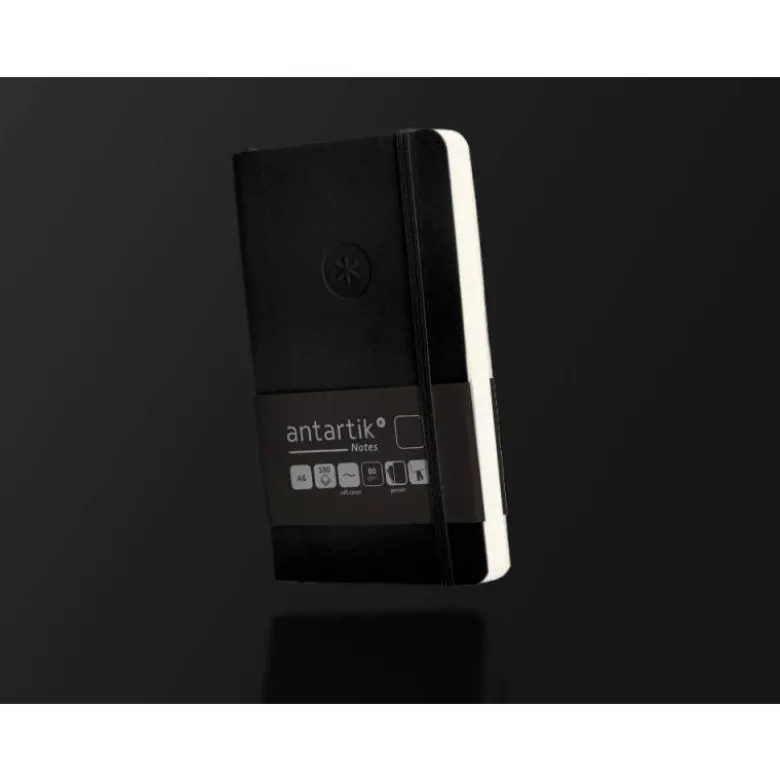 CUADERNO CON GOMILLA ANTARTIK NOTES TAPA BLANDA A6 HOJAS LISAS NEGRO 100 HOJAS 80 GR FSC