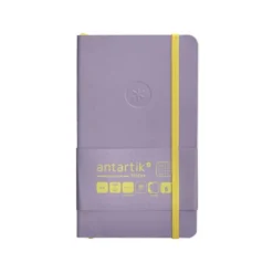 CUADERNO CON GOMILLA ANTARTIK NOTES TAPA BLANDA A6 CUADRICULA MORADO Y AMARILLO 100 HOJAS 80 GR FSC