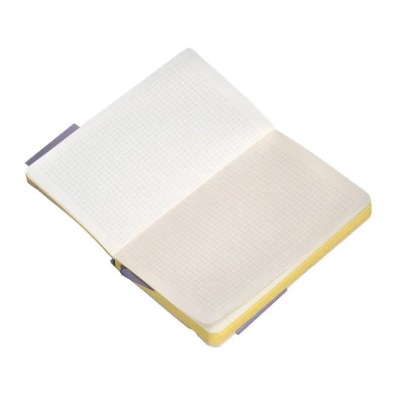 CUADERNO CON GOMILLA ANTARTIK NOTES TAPA BLANDA A6 CUADRICULA MORADO Y AMARILLO 100 HOJAS 80 GR FSC