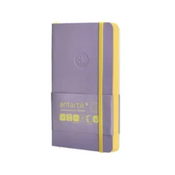 CUADERNO CON GOMILLA ANTARTIK NOTES TAPA BLANDA A6 CUADRICULA MORADO Y AMARILLO 100 HOJAS 80 GR FSC