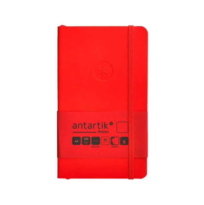 CUADERNO CON GOMILLA ANTARTIK NOTES TAPA BLANDA A6 HOJAS LISAS ROJO 100 HOJAS 80 GR FSC