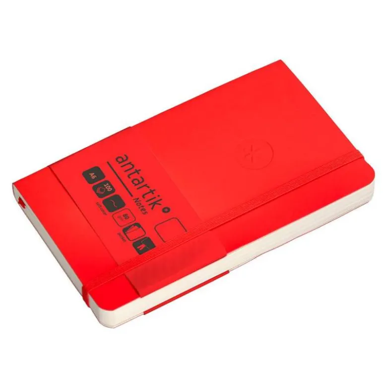 CUADERNO CON GOMILLA ANTARTIK NOTES TAPA BLANDA A6 HOJAS LISAS ROJO 100 HOJAS 80 GR FSC