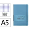 CUADERNO CON GOMILLA ANTARTIK NOTES TAPA DURA A5 HOJAS CUADRICULA AZUL CLARO 100 HOJAS 80 GR FSC