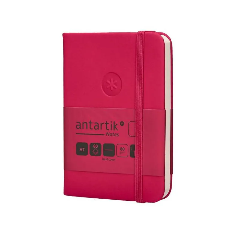 CUADERNO CON GOMILLA ANTARTIK NOTES TAPA DURA A7 HOJAS LISAS BURDEOS 80 HOJAS 80 GR FSC
