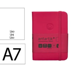 CUADERNO CON GOMILLA ANTARTIK NOTES TAPA DURA A7 HOJAS LISAS BURDEOS 80 HOJAS 80 GR FSC