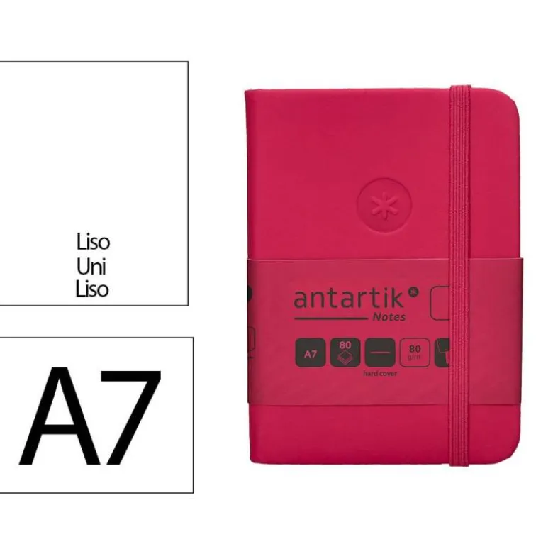 CUADERNO CON GOMILLA ANTARTIK NOTES TAPA DURA A7 HOJAS LISAS BURDEOS 80 HOJAS 80 GR FSC
