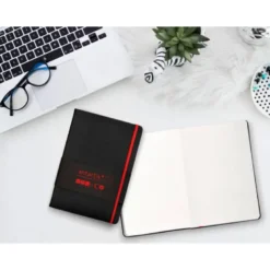 CUADERNO CON GOMILLA ANTARTIK NOTES TAPA DURA A5 HOJAS LISAS NEGRO Y ROJO 100 HOJAS 80 GR FSC