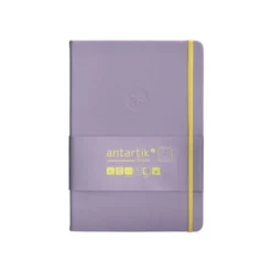CUADERNO CON GOMILLA ANTARTIK NOTES TAPA DURA A5 HOJAS PUNTOS MORADO Y AMARILLO 100 HOJAS 80 GR FSC