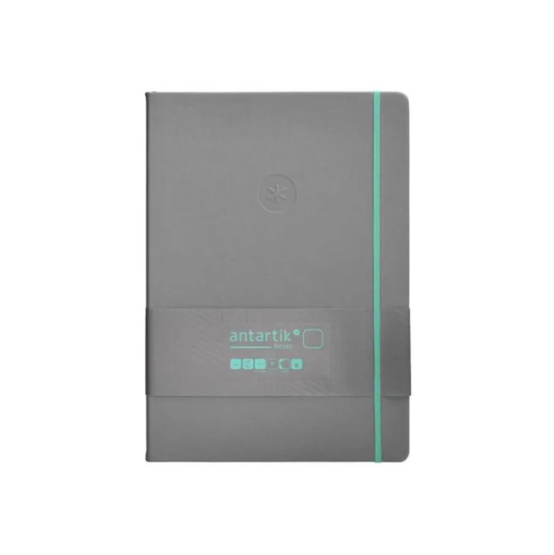 CUADERNO CON GOMILLA ANTARTIK NOTES TAPA DURA A4 HOJAS LISAS GRIS Y TURQUESA 100 HOJAS 80 GR FSC