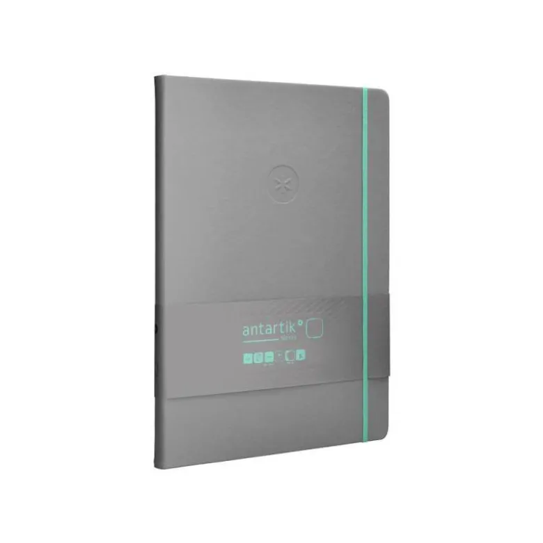 CUADERNO CON GOMILLA ANTARTIK NOTES TAPA DURA A4 HOJAS LISAS GRIS Y TURQUESA 100 HOJAS 80 GR FSC