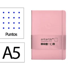 CUADERNO CON GOMILLA ANTARTIK NOTES TAPA DURA A5 HOJAS PUNTOS ROSA PASTEL 100 HOJAS 80 GR FSC
