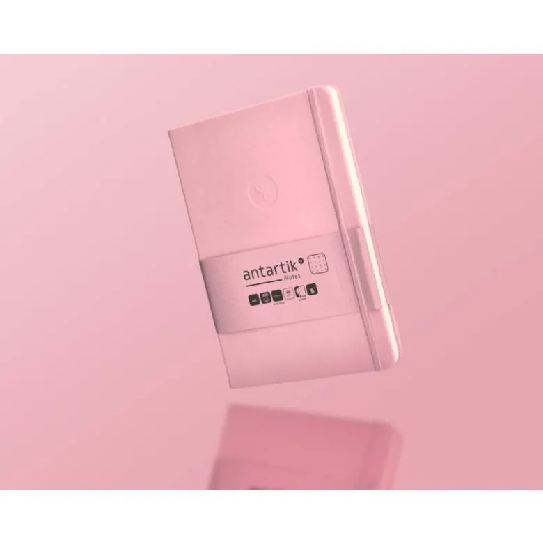 CUADERNO CON GOMILLA ANTARTIK NOTES TAPA DURA A5 HOJAS PUNTOS ROSA PASTEL 100 HOJAS 80 GR FSC
