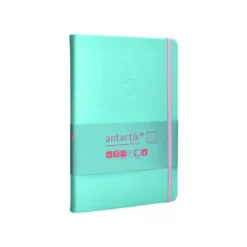 CUADERNO CON GOMILLA ANTARTIK NOTES TAPA DURA A5 HOJAS RAYAS ROSA Y TURQUESA 100 HOJAS 80 GR FSC