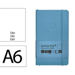 CUADERNO CON GOMILLA ANTARTIK NOTES TAPA BLANDA A6 HOJAS LISAS AZUL CLARO 100 HOJAS 80 GR FSC