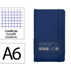 CUADERNO CON GOMILLA ANTARTIK NOTES TAPA BLANDA A6 CUADRICULA AZUL MARINO 100 HOJAS 80 GR FSC