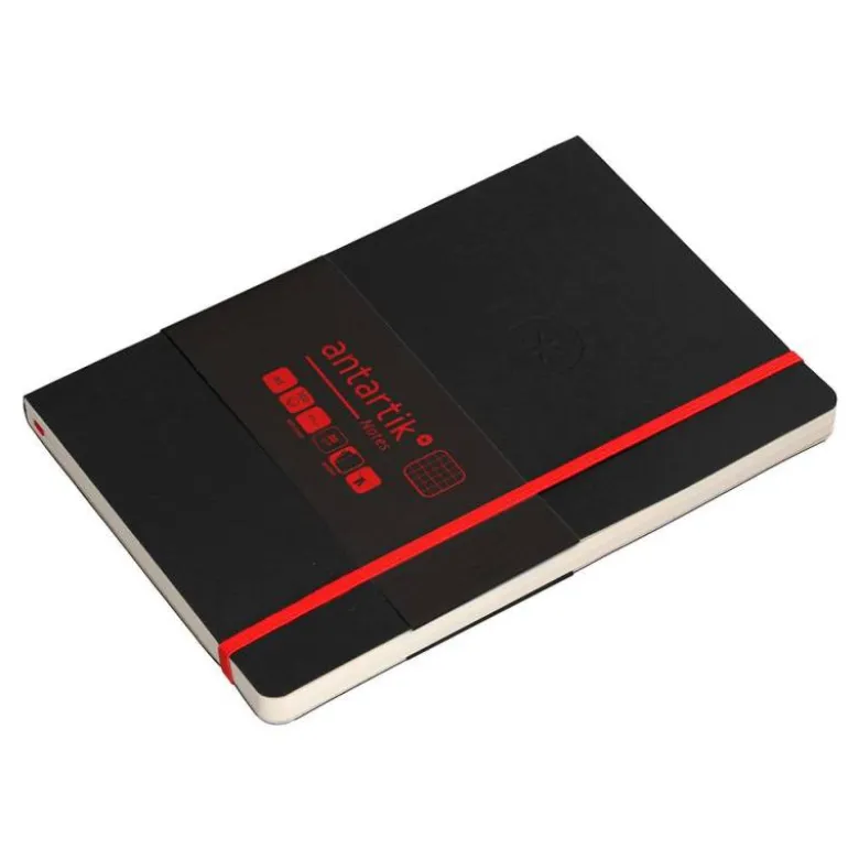 CUADERNO CON GOMILLA ANTARTIK NOTES TAPA BLANDA A5 HOJAS CUADRICULA NEGRO Y ROJO 80 HOJAS 80 GR FSC