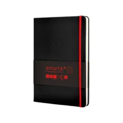 CUADERNO CON GOMILLA ANTARTIK NOTES TAPA DURA A5 HOJAS CUADRICULA NEGRO Y ROJO 100 HOJAS 80 GR FSC