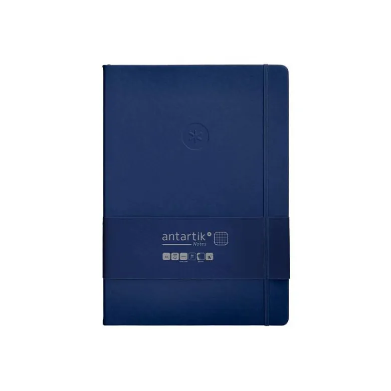 CUADERNO CON GOMILLA ANTARTIK NOTES TAPA DURA A4 HOJAS CUADRICULA AZUL MARINO 100 HOJAS 80 GR FSC