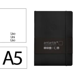 CUADERNO CON GOMILLA ANTARTIK NOTES TAPA BLANDA A5 HOJAS LISAS NEGRO 80 HOJAS 80 GR FSC
