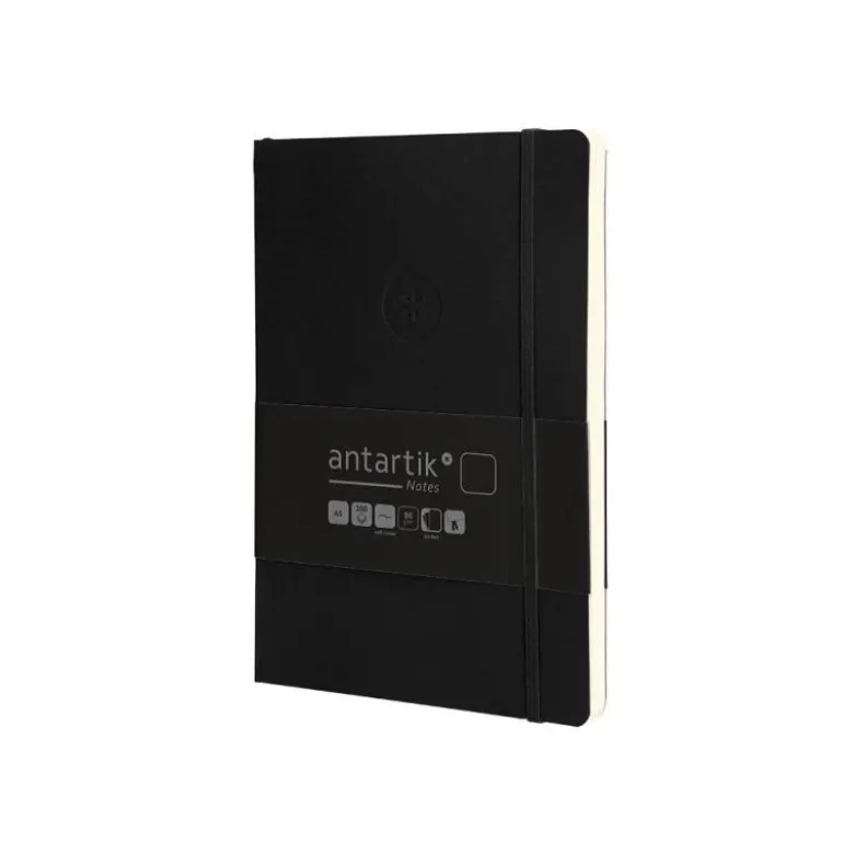 CUADERNO CON GOMILLA ANTARTIK NOTES TAPA BLANDA A5 HOJAS LISAS NEGRO 80 HOJAS 80 GR FSC