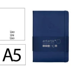 CUADERNO CON GOMILLA ANTARTIK NOTES TAPA DURA A5 HOJAS LISAS AZUL MARINO 100 HOJAS 80 GR FSC