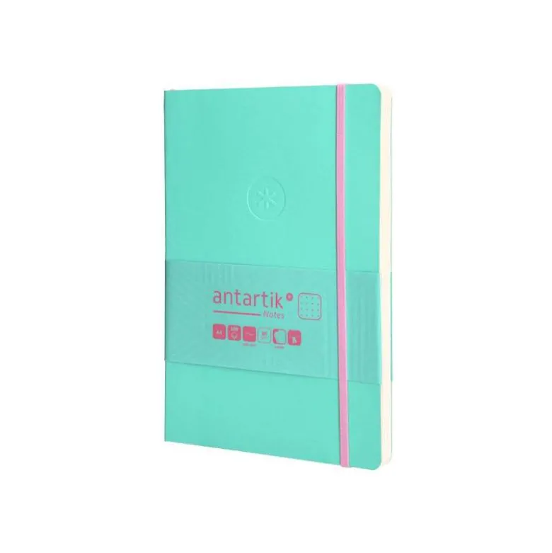 CUADERNO CON GOMILLA ANTARTIK NOTES TAPA BLANDA A5 HOJAS PUNTOS ROSA Y TURQUESA 80 HOJAS 80 GR FSC